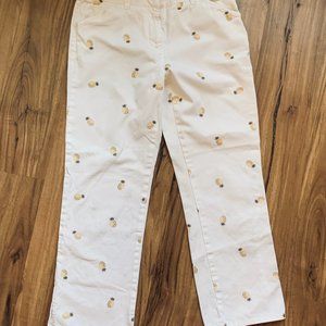 J Crew Pineapple Embroidered Capri Pants
